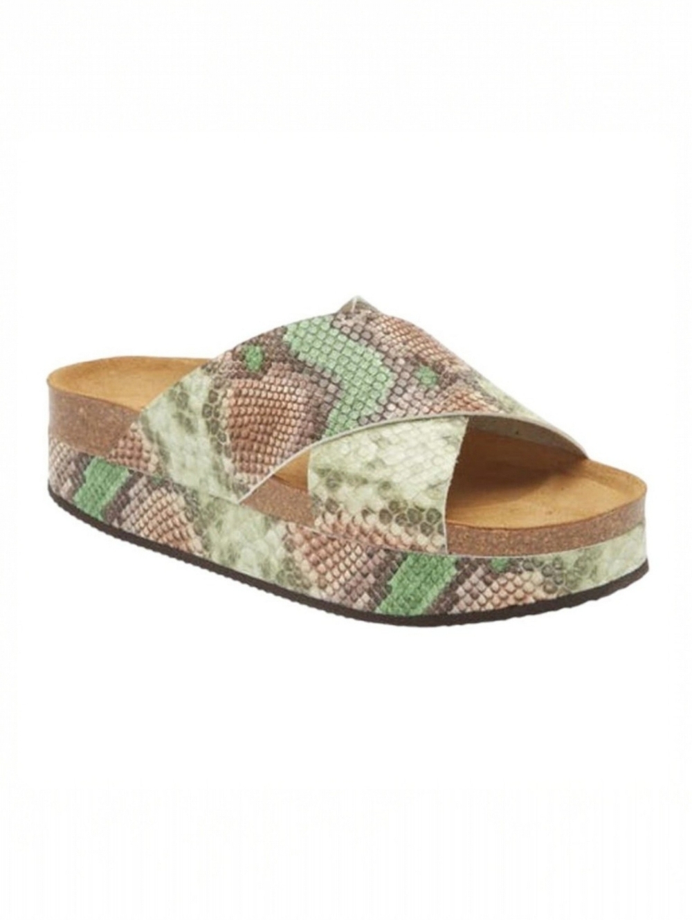Free People Sidelines Footbed Sandals Green Snake Slide Comfort 39 9 NIB